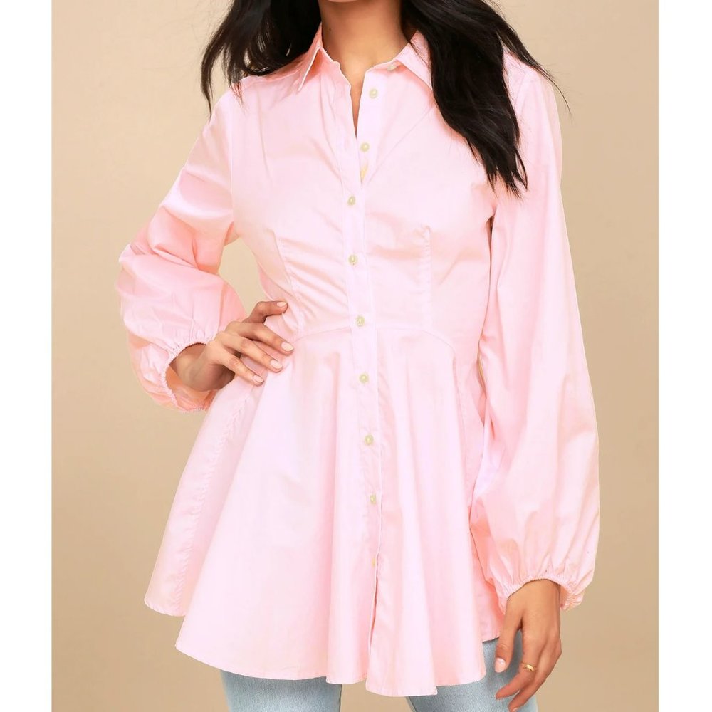 Free People All The Time Pink Long Sleeve Tunic Top Size XS - Picture 2 of 8